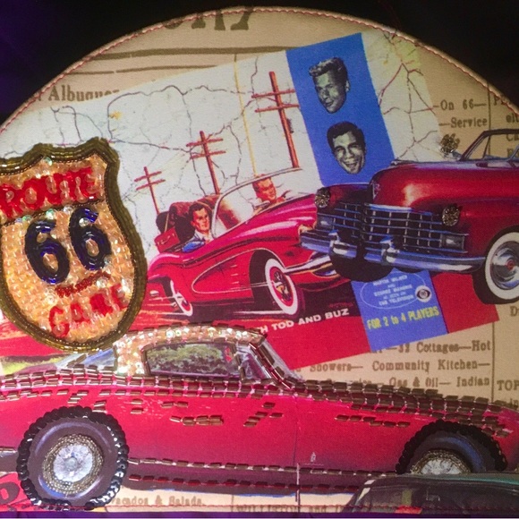 Route 66 Top Handle Travel Makeup Hard Train Case Vintage - Picture 2 of 9